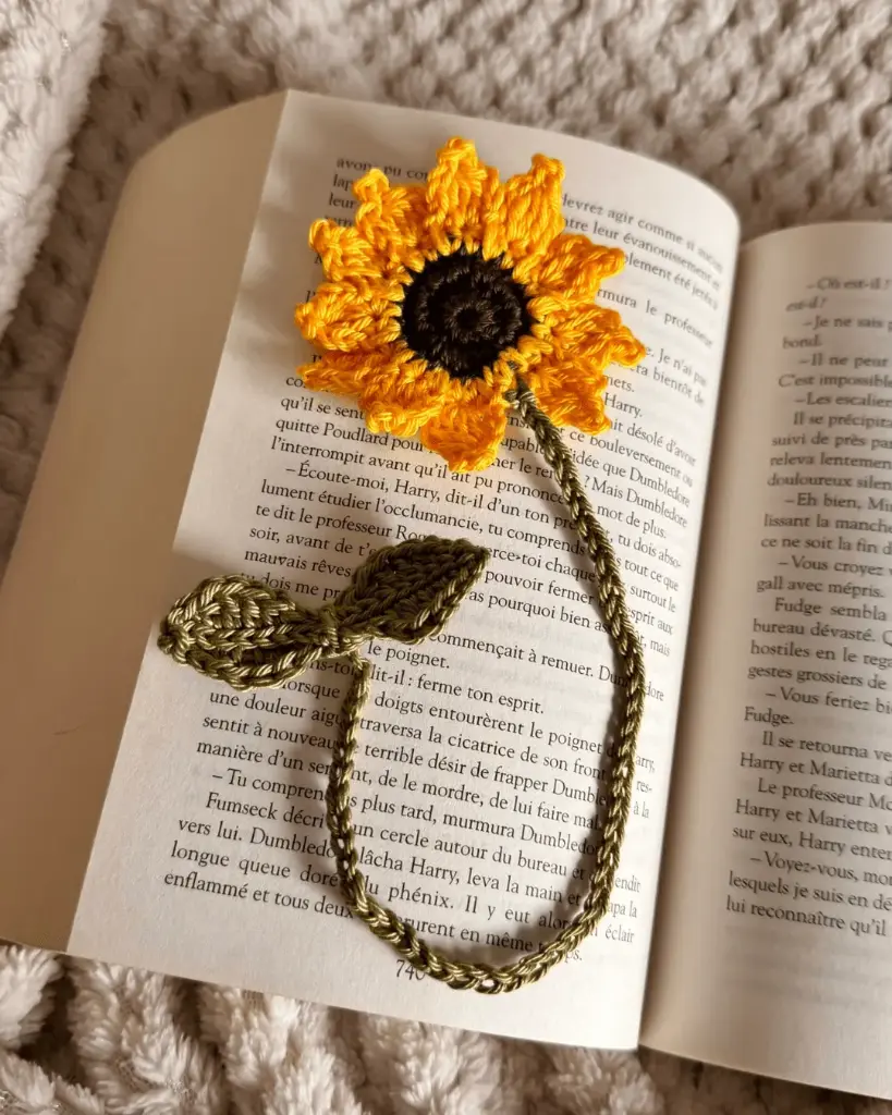 Marque-page Tournesol en crochet