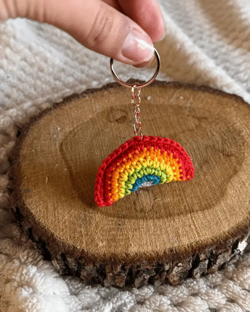 RAINBOW- Porte-clés Arc-en-ciel en crochet (Argenté)