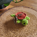 LOUISE - Porte-clés Tortue Vert kiwi / Orange rouille en crochet