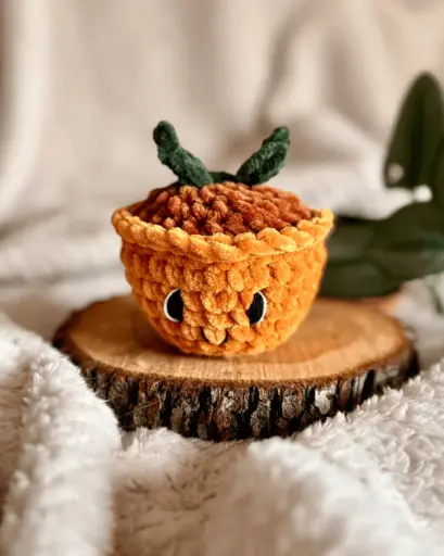 [C/SPROUT-CUKA] SPROUT - Peluche Petite pousse Curry / Kaki en crochet